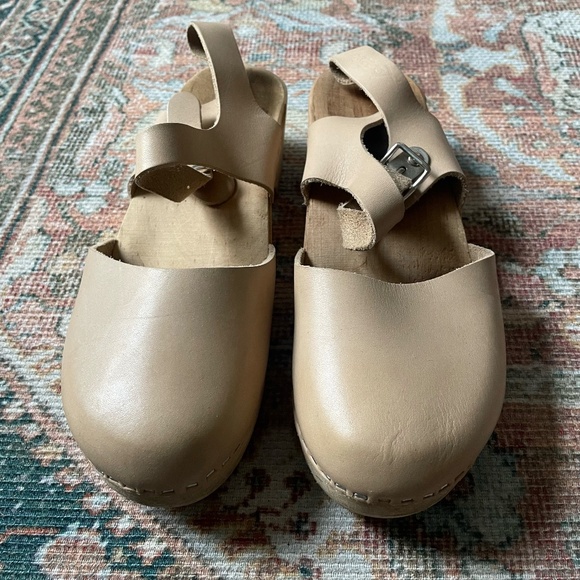 Lotta From Stockholm Natural Tanned Leather Clogs Wooden Sole 40 9.5 - Picture 5 of 5